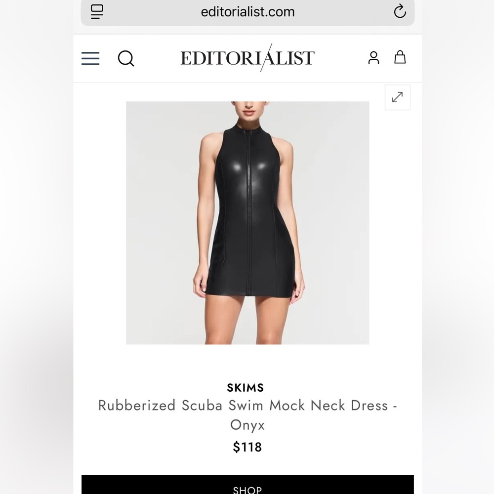 NWT SKIMS Rubberized Scuba Swim Mock Neck Dress Size Small